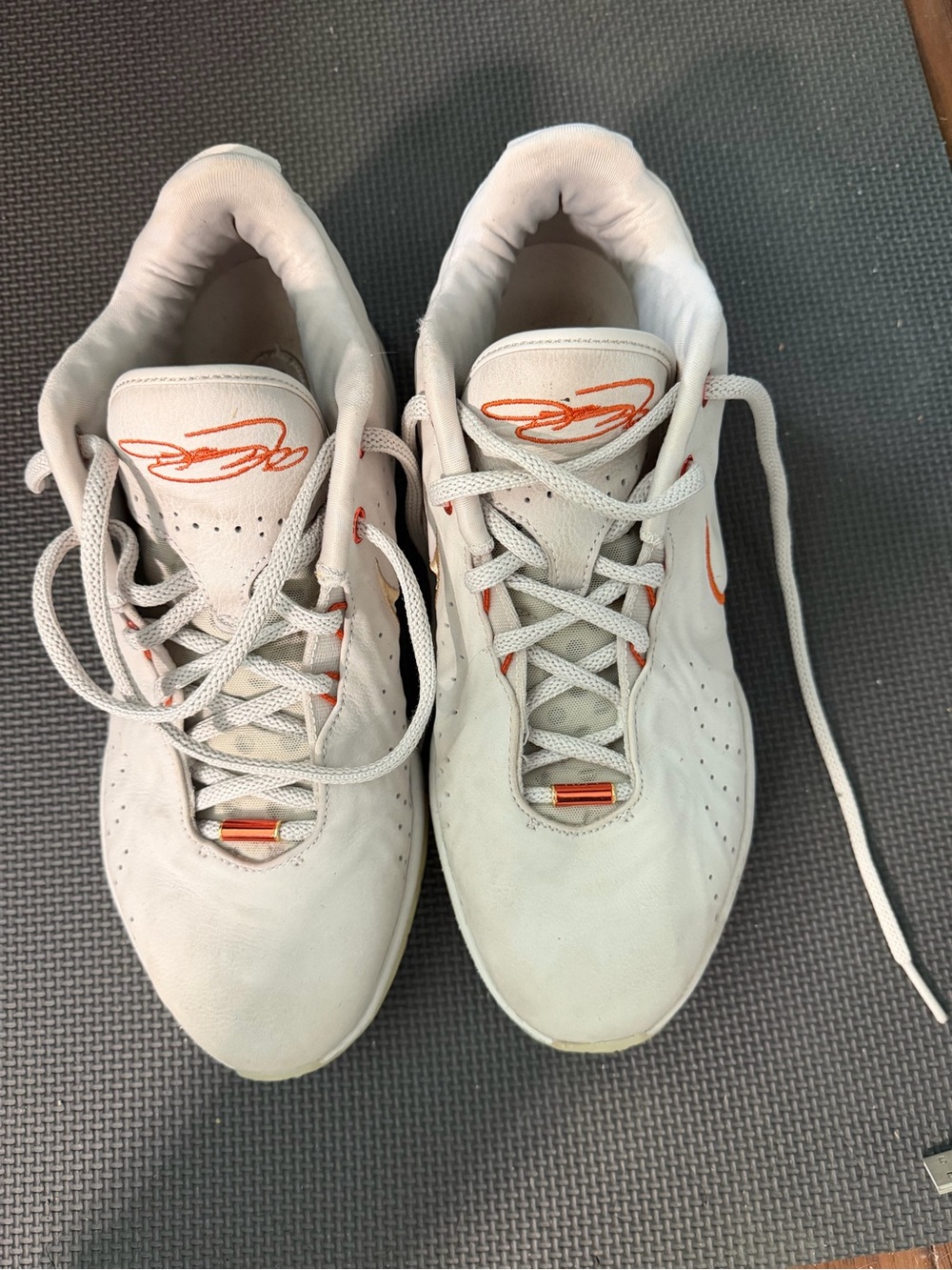 Men's White Athletic Sneakers with Orange Accents